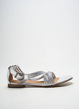 Sandales/nu pieds chiquet talon plat jusqu'à 3cm argent HEINE femme
