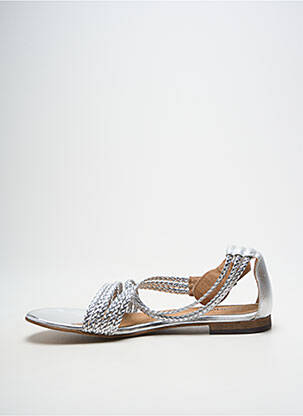 Sandales/nu pieds chiquet talon plat jusqu'à 3cm argent HEINE femme