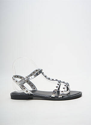 Sandales/nu pieds chiquet talon plat jusqu'à 3cm argent HEINE femme