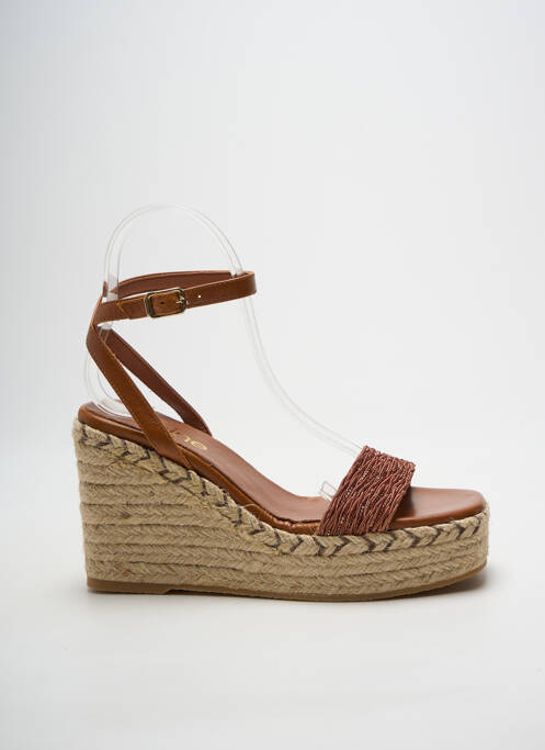 Espadrilles tissage satiné talon de 7 à 9cm marron HEINE femme