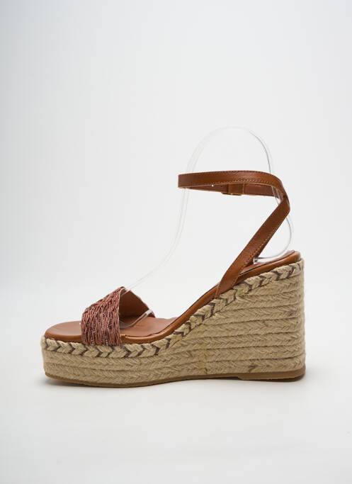 Espadrilles tissage satiné talon de 7 à 9cm marron HEINE femme