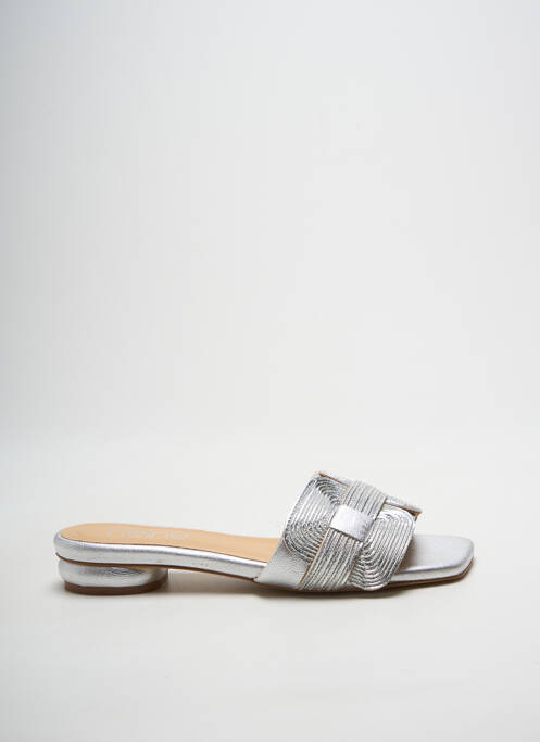 Mules/sabots matière lisse talon plat jusqu'à 3cm argent HEINE femme