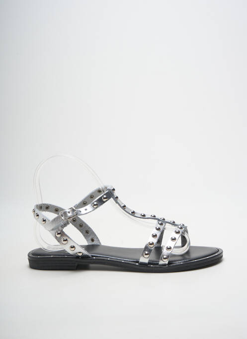 Sandales/nu pieds chiquet talon plat jusqu'à 3cm argent HEINE femme