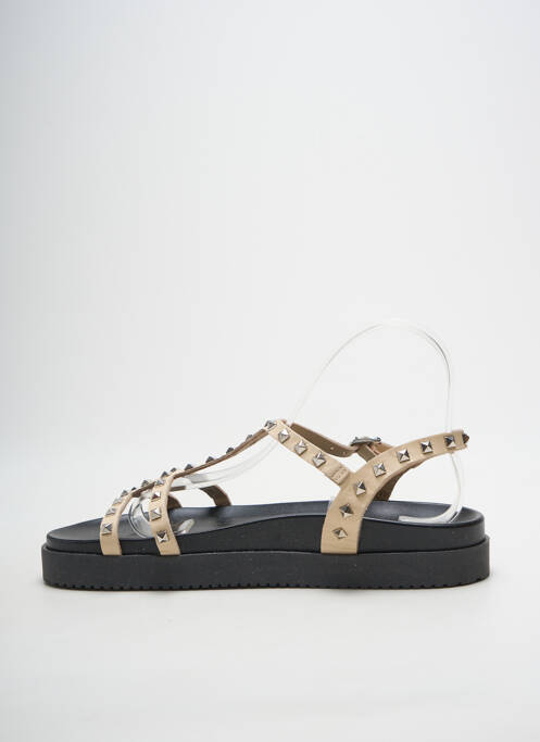 Sandales/nu pieds tissage satiné talon plat jusqu'à 3cm beige HEINE femme