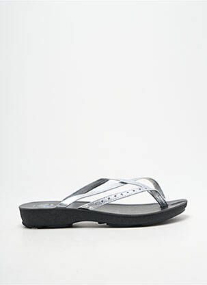 Tongs strass talon plat jusqu'à 3cm argent SEKLO femme