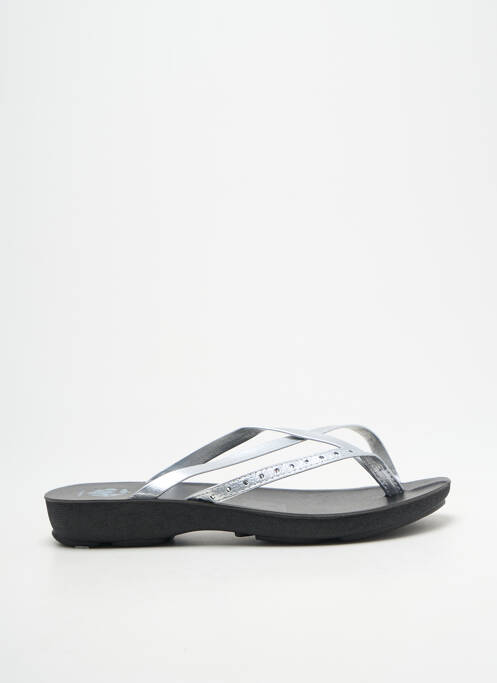 Tongs strass talon plat jusqu'à 3cm argent SEKLO femme
