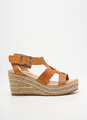 Espadrilles fermeture boucle(s) talon de 7 à 9cm marron HEINE femme