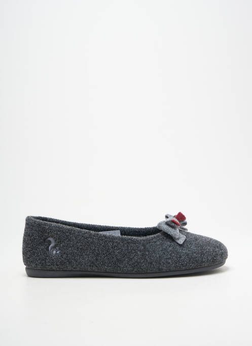 Chaussons/pantoufles bout rond talon plat jusqu'à 3cm gris THIES femme