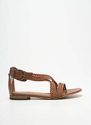 Sandales/nu pieds chiquet talon plat jusqu'à 3cm marron HEINE femme
