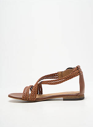 Sandales/nu pieds chiquet talon plat jusqu'à 3cm marron HEINE femme