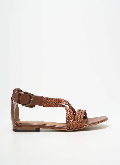 Sandales/nu pieds chiquet talon plat jusqu'à 3cm marron HEINE femme