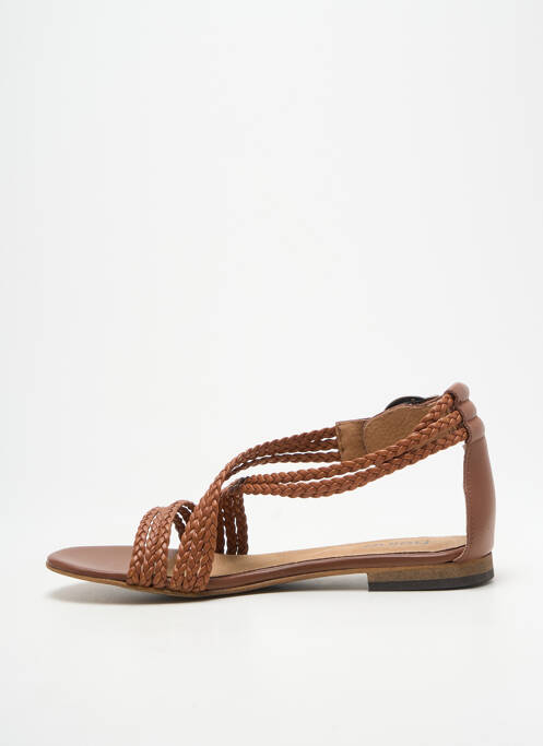 Sandales/nu pieds chiquet talon plat jusqu'à 3cm marron HEINE femme