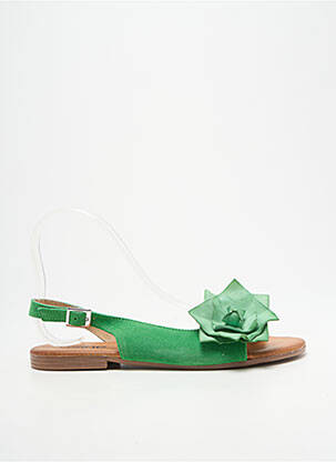 Sandales/nu pieds chiquet talon plat jusqu'à 3cm vert HEINE femme