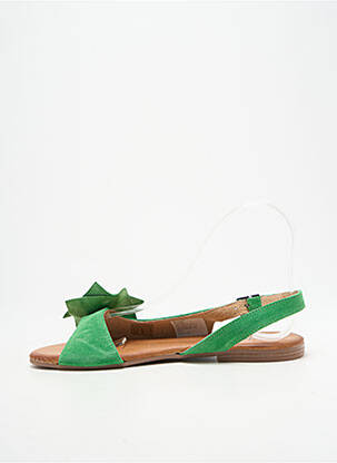Sandales/nu pieds chiquet talon plat jusqu'à 3cm vert HEINE femme