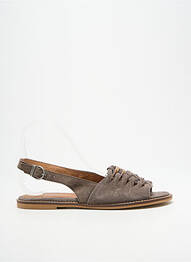 Sandales/nu pieds chiquet talon plat jusqu'à 3cm gris HEINE femme