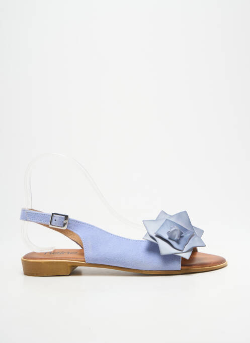 Sandales/nu pieds chiquet talon plat jusqu'à 3cm bleu HEINE femme