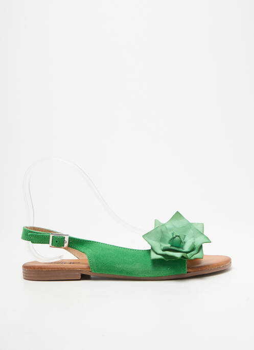 Sandales/nu pieds chiquet talon plat jusqu'à 3cm vert HEINE femme