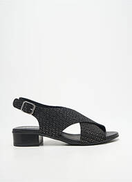 Sandales/nu pieds tissage satiné talon plat jusqu'à 3cm noir HEINE femme