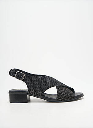 Sandales/nu pieds tissage satiné talon plat jusqu'à 3cm noir HEINE femme