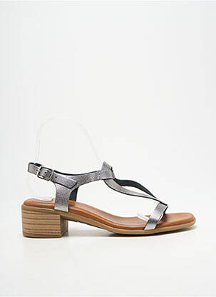 Sandales/nu pieds tissage satiné talon de 4 à 6cm argent HEINE femme