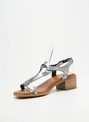 Sandales/nu pieds tissage satiné talon de 4 à 6cm argent HEINE femme