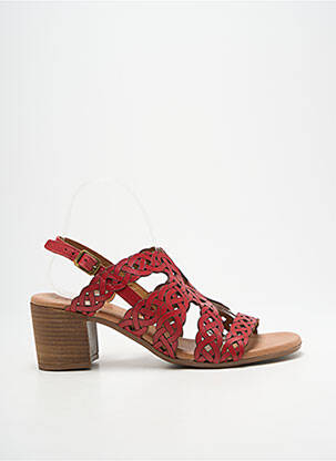 Sandales/nu pieds tissage satiné talon de 4 à 6cm rouge HEINE femme