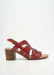 Sandales/nu pieds tissage satiné talon de 4 à 6cm rouge HEINE femme
