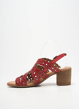 Sandales/nu pieds tissage satiné talon de 4 à 6cm rouge HEINE femme