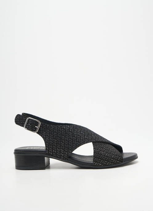 Sandales/nu pieds tissage satiné talon plat jusqu'à 3cm noir HEINE femme