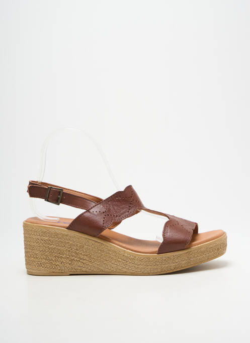 Sandales/nu pieds talon compensé talon de 7 à 9cm marron HEINE femme