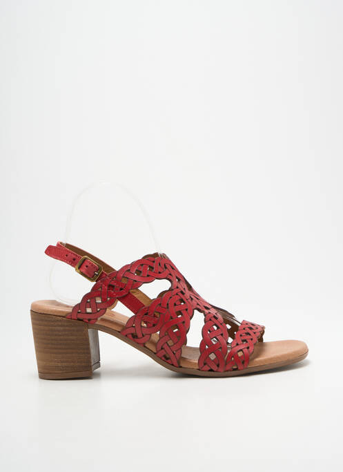 Sandales/nu pieds tissage satiné talon de 4 à 6cm rouge HEINE femme