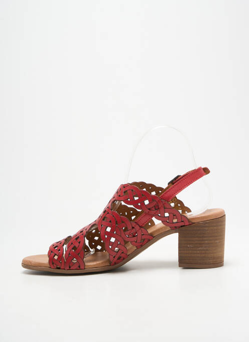 Sandales/nu pieds tissage satiné talon de 4 à 6cm rouge HEINE femme