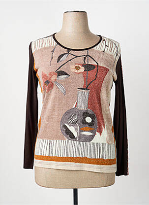 Pull coupe cintrée manches longues marron JEAN DELFIN femme