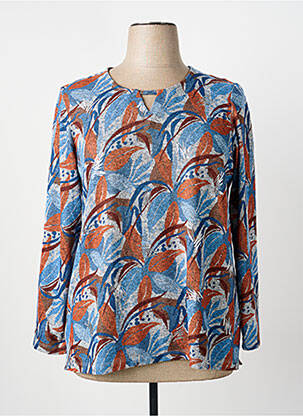 Pull tissage chiné manches longues bleu GUY DUBOUIS femme