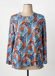 Pull tissage chiné manches longues bleu GUY DUBOUIS femme