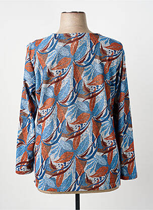 Pull tissage chiné manches longues bleu GUY DUBOUIS femme