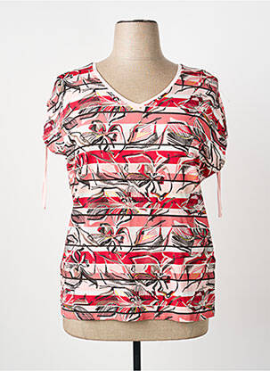 T-shirt col v manches courtes rose BARBARA LEBEK femme