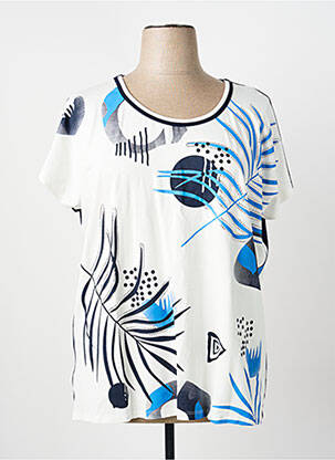 T-shirt sérigraphie avec strass manches courtes bleu GUY DUBOUIS femme