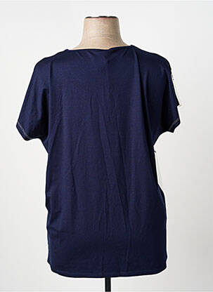 T-shirt sérigraphie avec strass manches courtes bleu GUY DUBOUIS femme