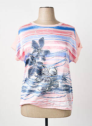 T-shirt col rond manches courtes rose THOMAS RABE femme