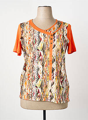T-shirt imprimé fantaisie manches courtes orange GUY DUBOUIS femme