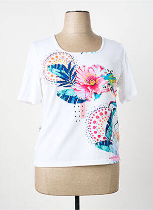 T-shirt stretch manches courtes blanc GUY DUBOUIS femme