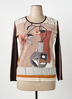 Pull coupe cintrée manches longues marron JEAN DELFIN femme