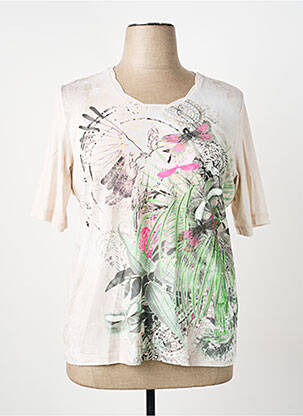 T-shirt sérigraphie avec strass manches courtes beige RABE femme