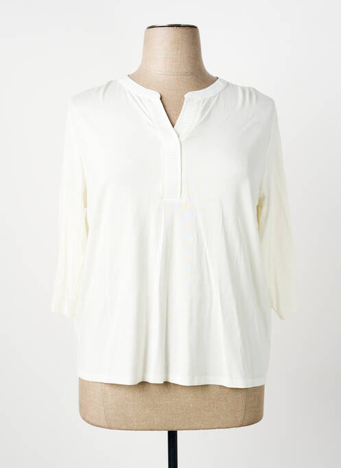T-shirt col v manches 3/4 beige FRANK WALDER femme