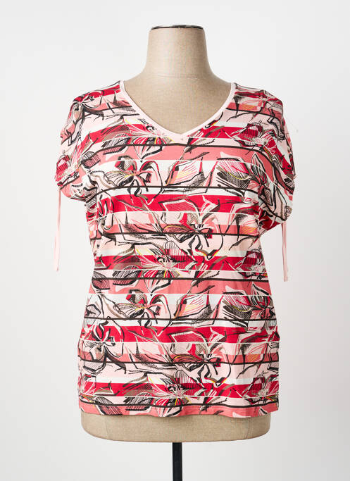 T-shirt col v manches courtes rose BARBARA LEBEK femme