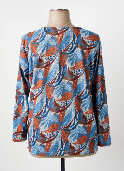 Pull tissage chiné manches longues bleu GUY DUBOUIS femme