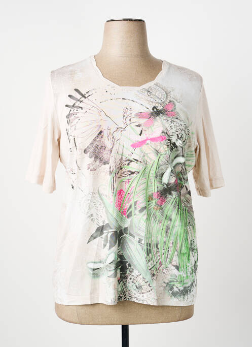 T-shirt sérigraphie avec strass manches courtes beige RABE femme