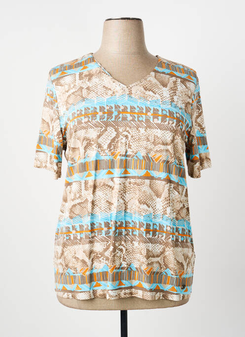 T-shirt col v manches courtes marron BARBARA LEBEK femme