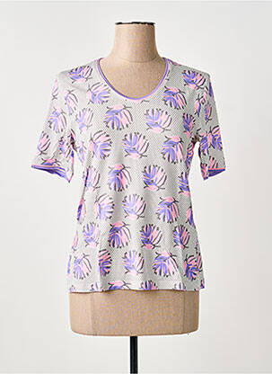 T-shirt imprimé fantaisie manches courtes gris FRANK WALDER femme